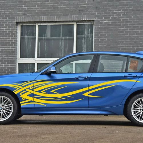 autocollant pour voiture gris sur auto bleu