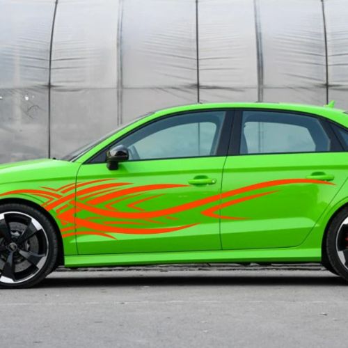 autocollant pour voiture gris sur auto vert