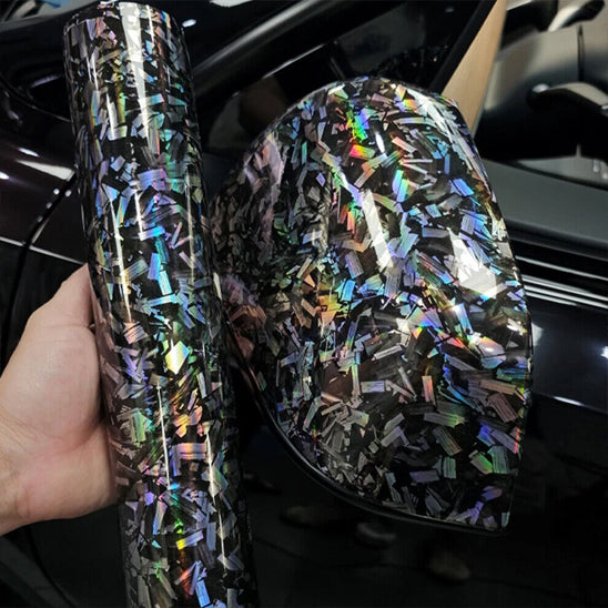 covering voiture carbone noir et argent