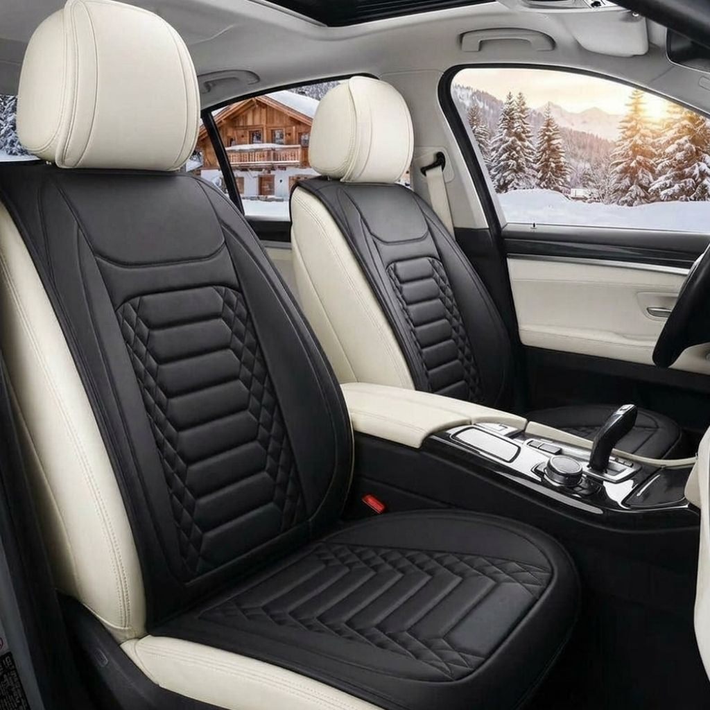 housse siege auto chauffant sur banquette blanche