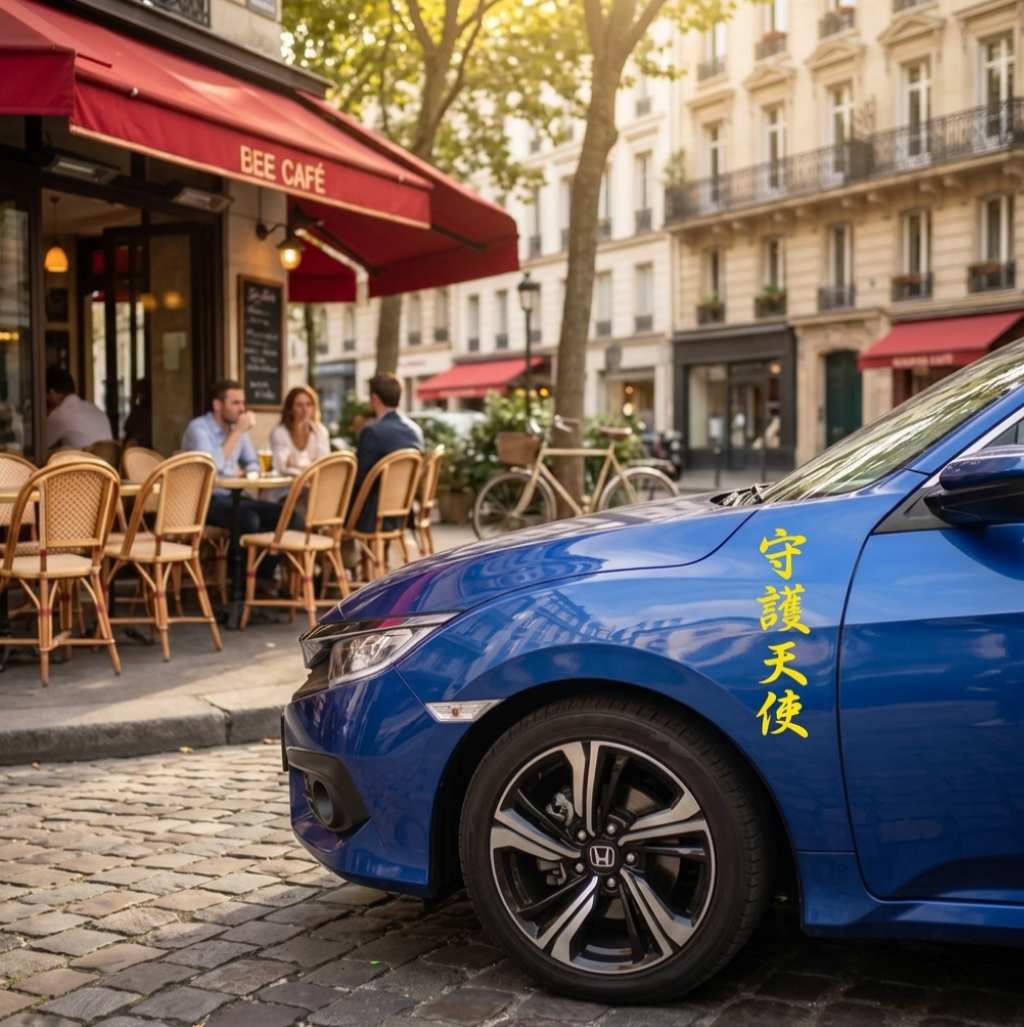 stickers voiture kanji ange jaune