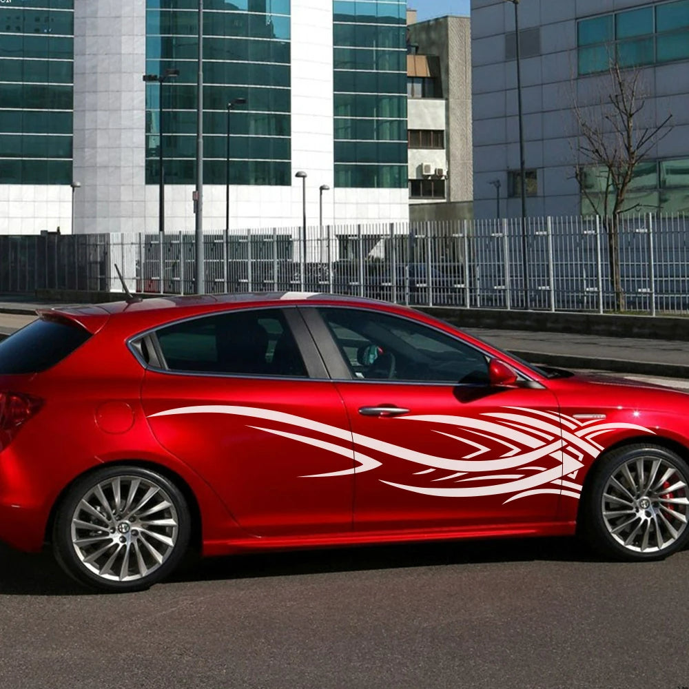 autocollant pour voiture blanc sur vw rouge