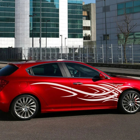 autocollant pour voiture blanc sur vw rouge