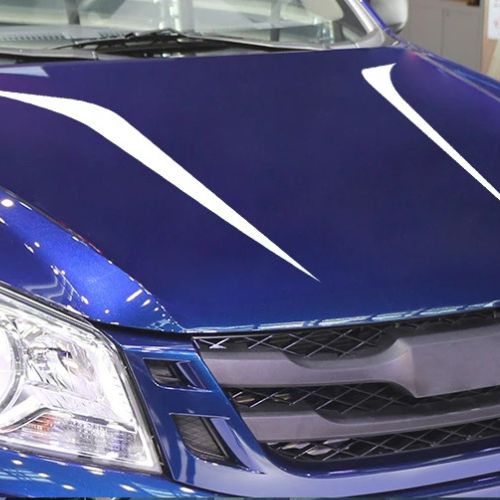 autocollant pour voiture blanc sur auto bleu
