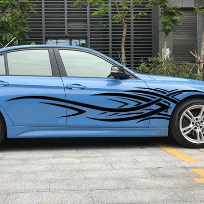 autocollant voiture tribal noir sur BMW bleu