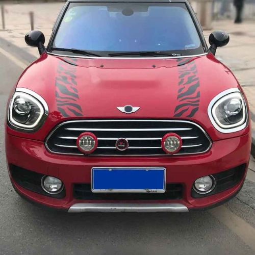autocollant voiture noir sur Cooper rouge