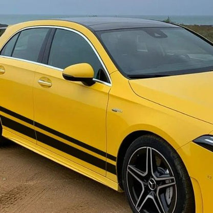 autocollant voiture sportstripe noir sur fond jaune