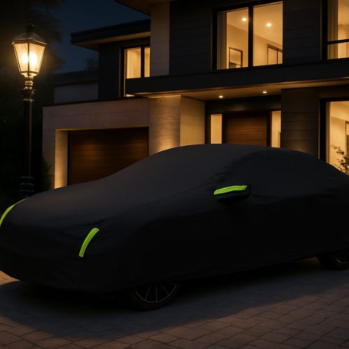 bache voiture noire soir