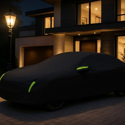 bache voiture noire soir