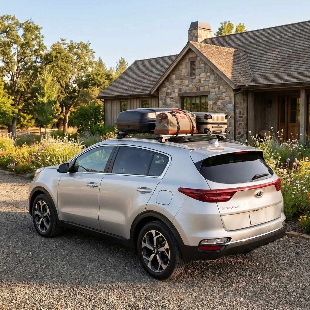 barre de toit aluminium avec bagages