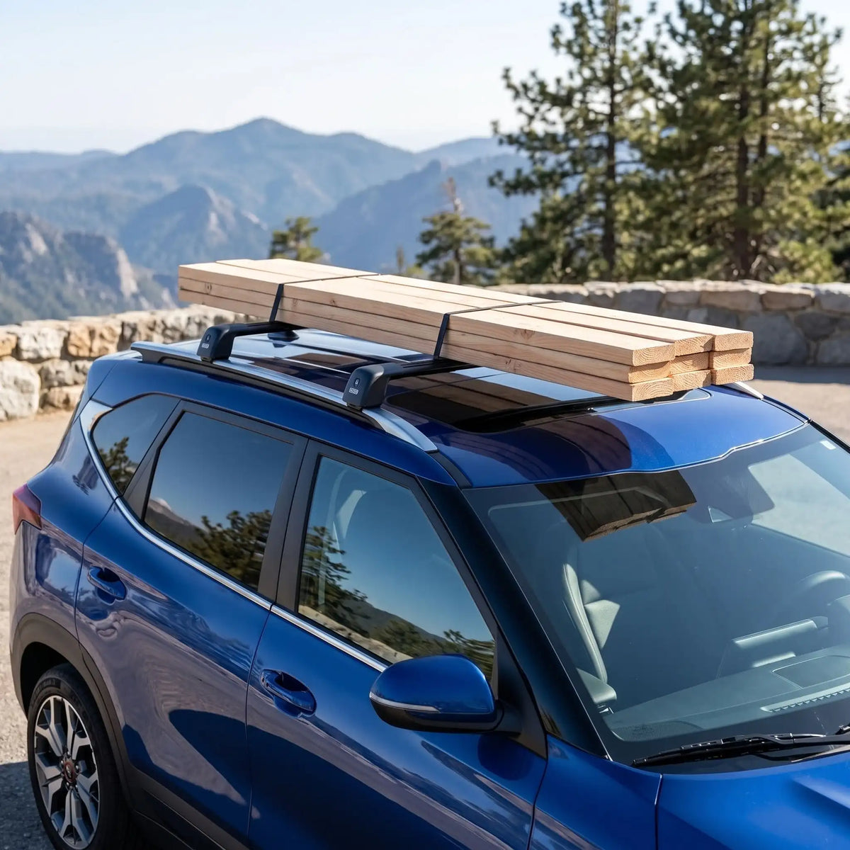 barre de toit aluminium transport de bois