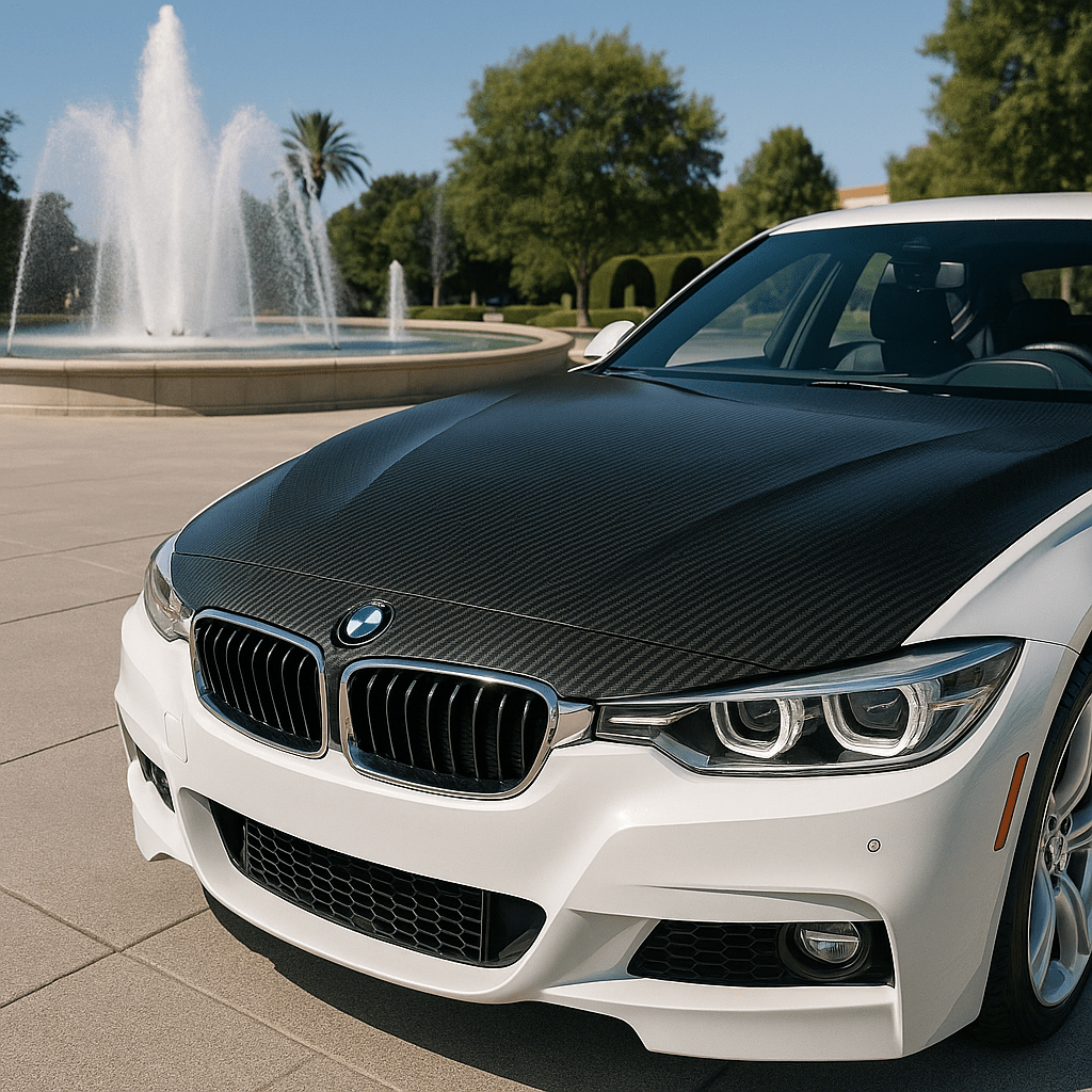 covering carbone noir sur BMW blanche