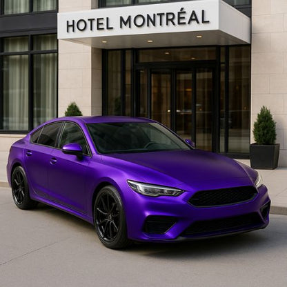 covering voiture violet mat sur voiture sport