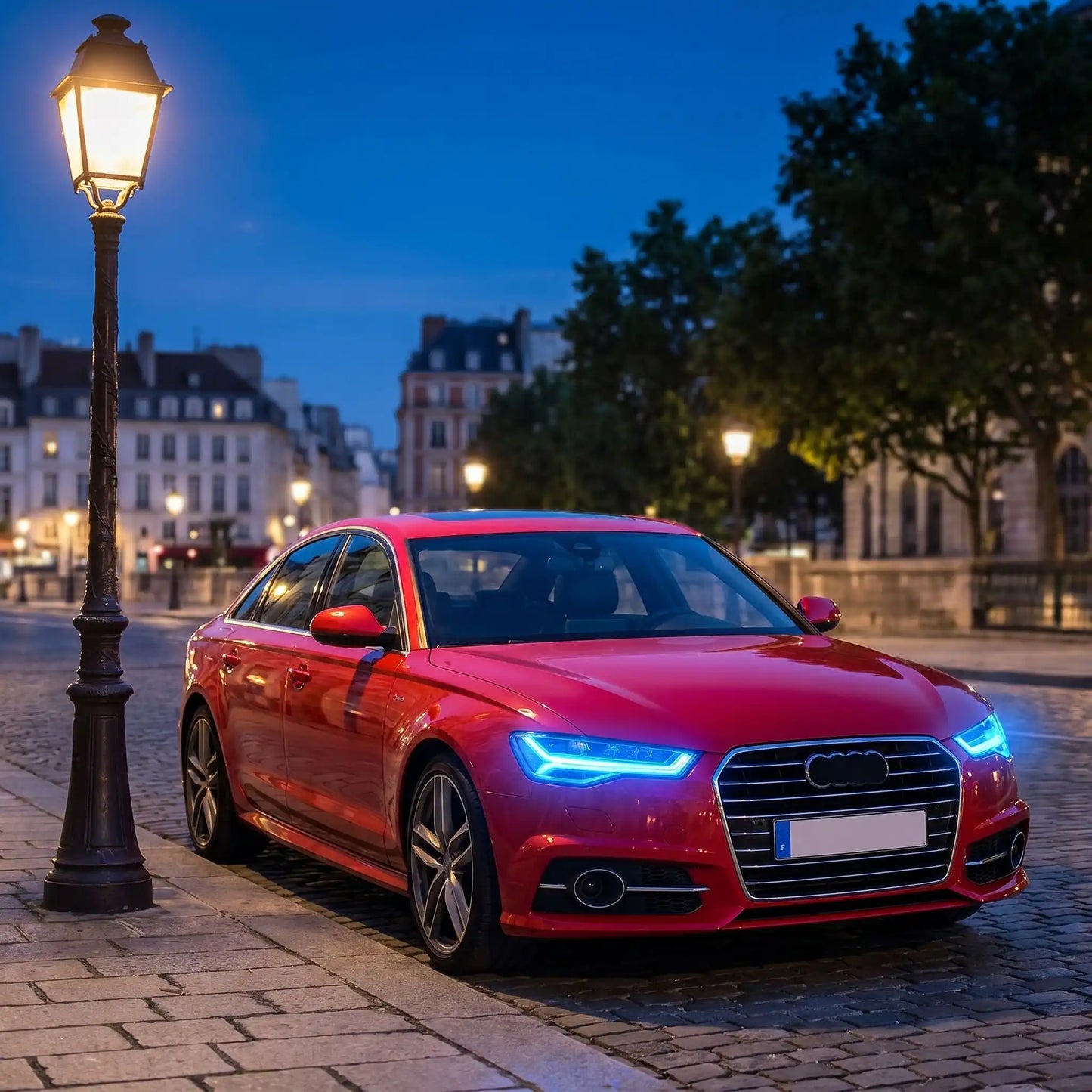 film covering pour phare bleu sur audi rouge