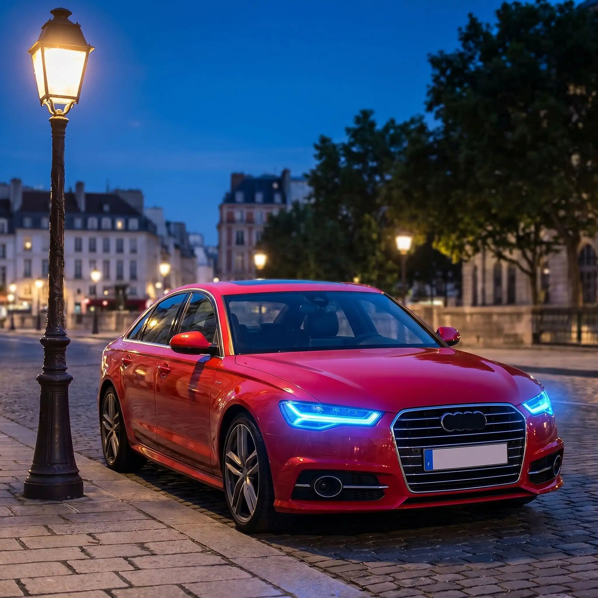 film covering pour phare bleu sur audi rouge