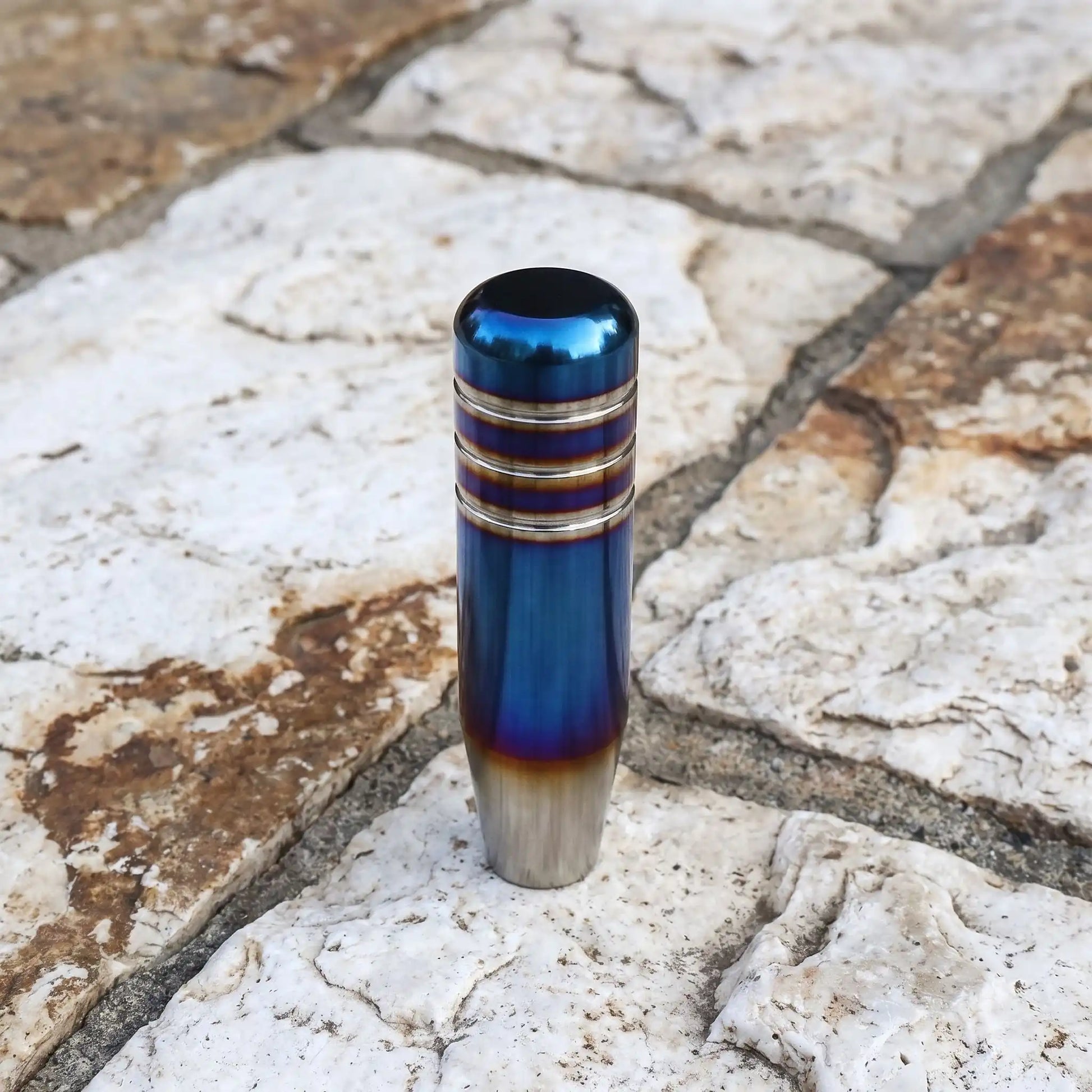 pommeau levier de vitesse bleu brule