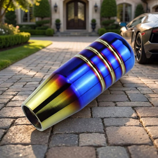 pommeau levier de vitesse bleu et or 9cm