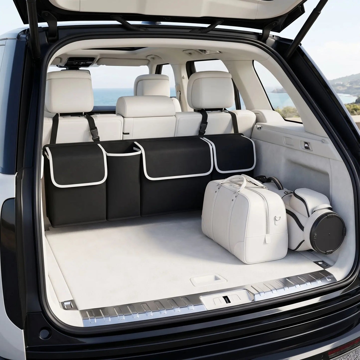 rangement coffre voiture dans voiture luxe