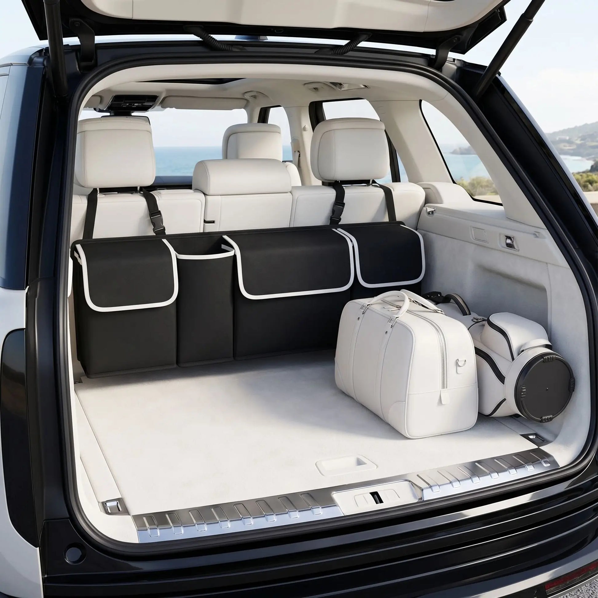 rangement coffre voiture dans voiture luxe
