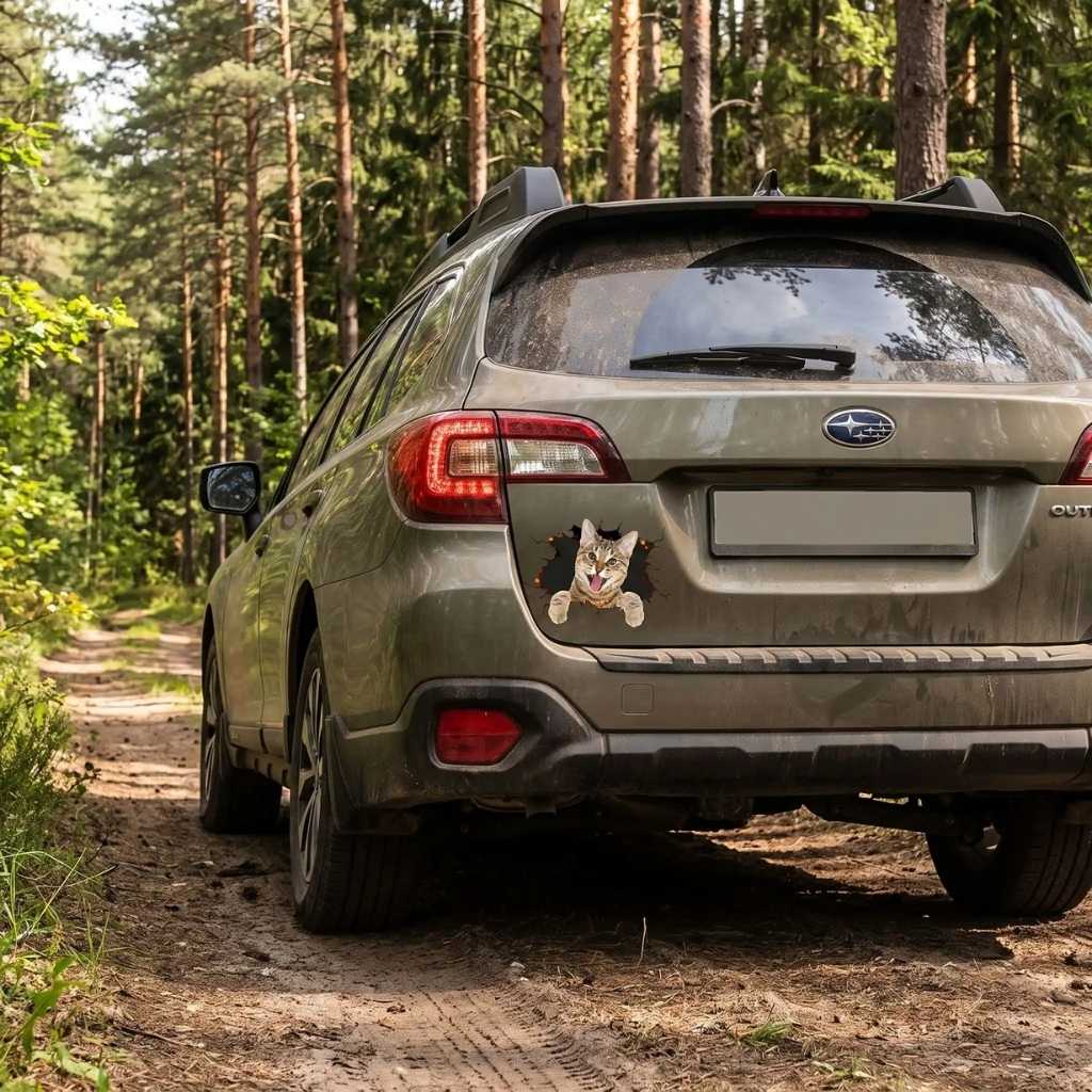 stickers voiture chat sur Subaru