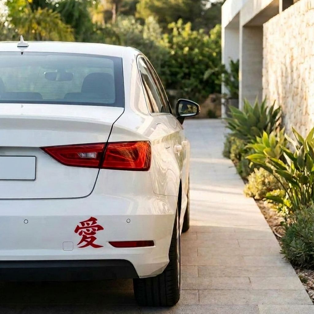 stickers voiture kanji amour rouge
