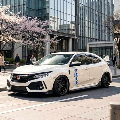 stickers voiture kanji ange bleu sur honda blanche