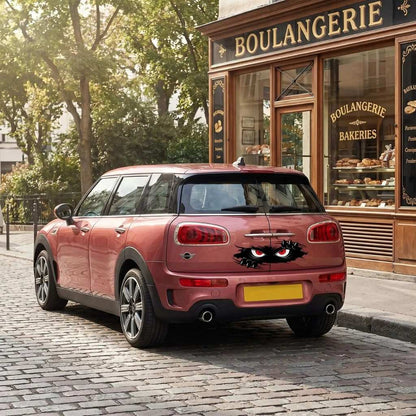 stickers voiture yeux rouge sur mini cooper